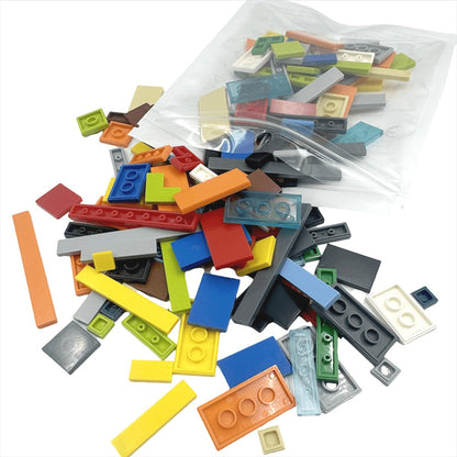 Bulk Flat Tile Building Blocks 150 Pcs – Smooth Thin Plate Bricks 1x1 1x2 1x6 LEGO Compatible MOC Accessories Kids Creative Building DIY