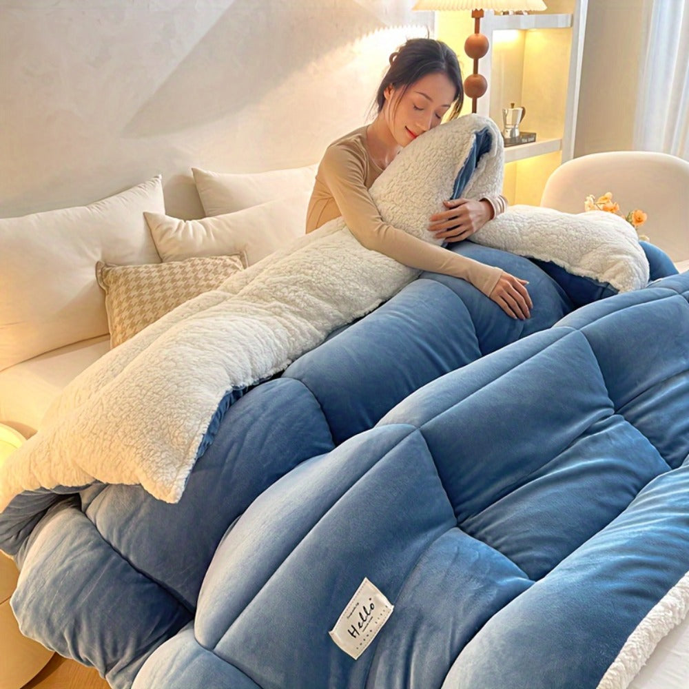 Box-Quilted Solid Comforter in Five Colors with Twin, Full, Queen and King Dimension Options