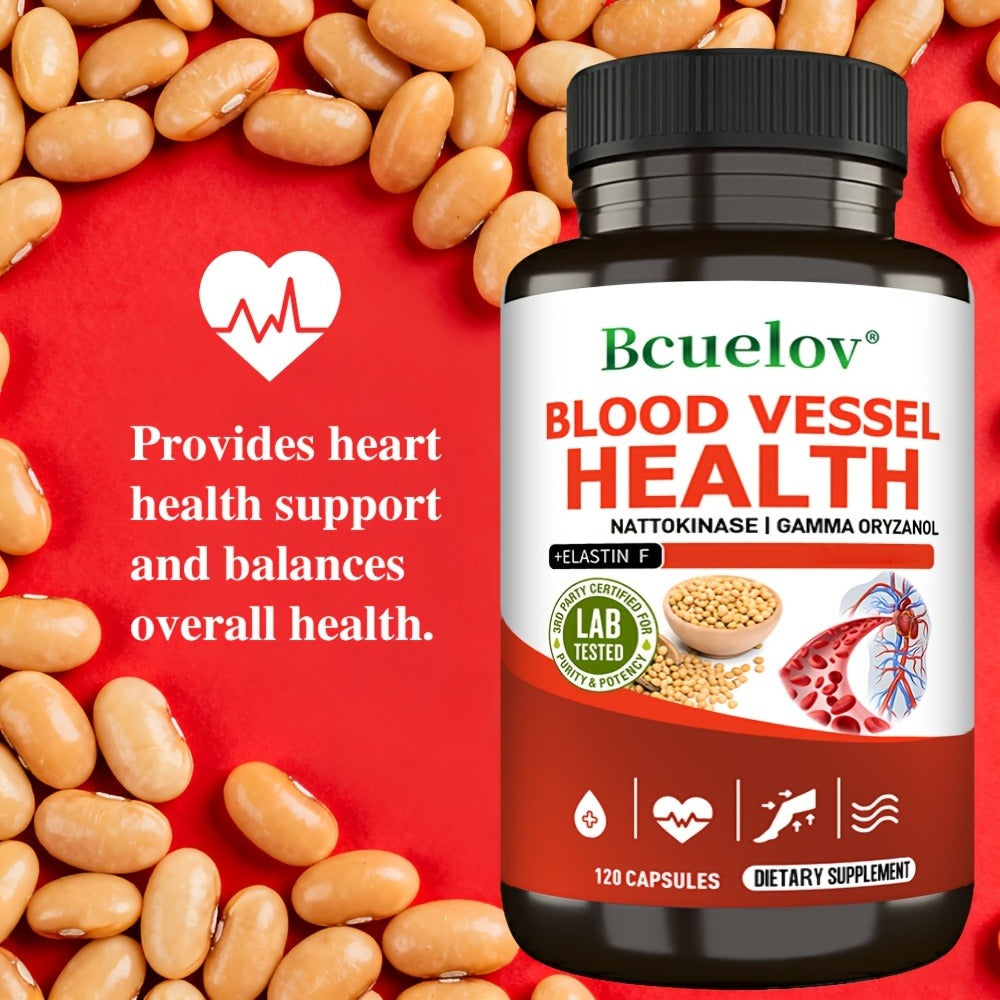 Nattokinase Supplement 120 or 240 Capsules, Gamma-Oryzanol Cardiovascular Formula for Heart Health