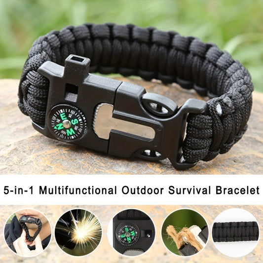 Paracord Survival Bracelet 5-in-1 with Compass, Saw, Flint Fire Starter & Whistle – 4-Pack Multi-Color Emergency Outdoor Bracelet