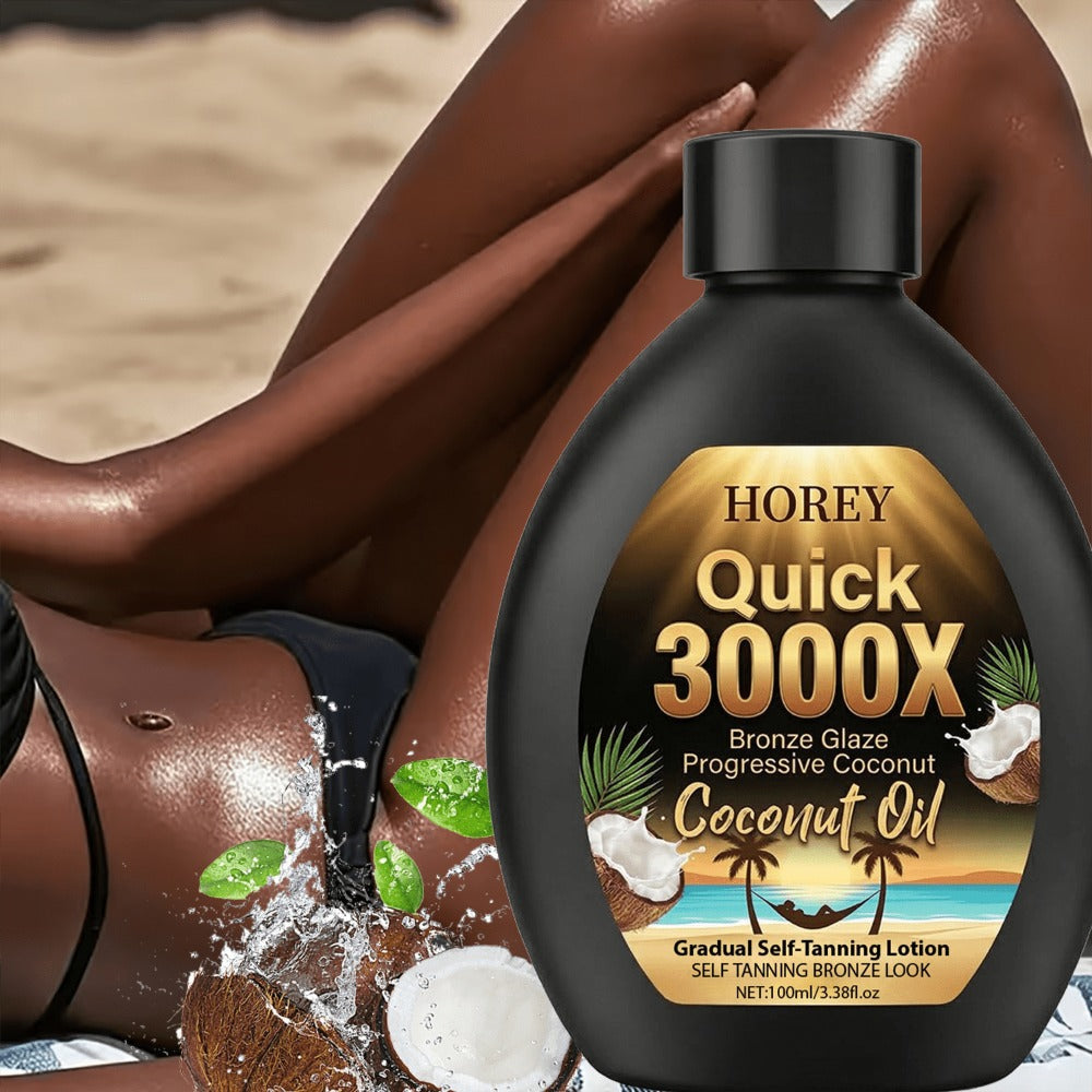Coconut Oil Self-Tanning Lotion 100ml in Black Flip-Cap Bottle with Gold Label for Body Application