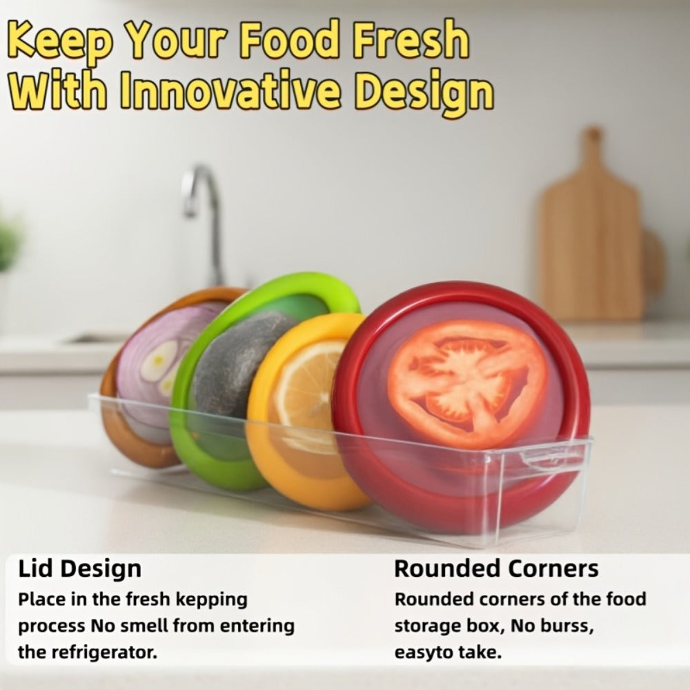 Food Storage Containers Six- or Eight-Piece Silicone Produce Saver Set for Refrigerator Organization
