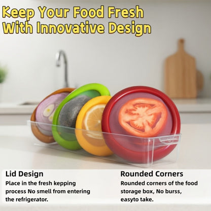 Food Storage Containers Six- or Eight-Piece Silicone Produce Saver Set for Refrigerator Organization