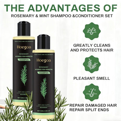 Rosemary Vitamin C Keratin Shampoo Set 3 Bottles, Deep Cleanse Moisturize & Strengthen Hair, Scalp Stimulating Antioxidant Formula