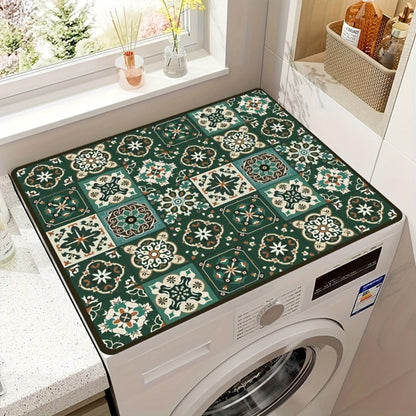 Washing Machine Cover Silicone Decorative Plaid, 23.62x19.69 Inch Kitchen Laundry Room Top Load Washer Protector