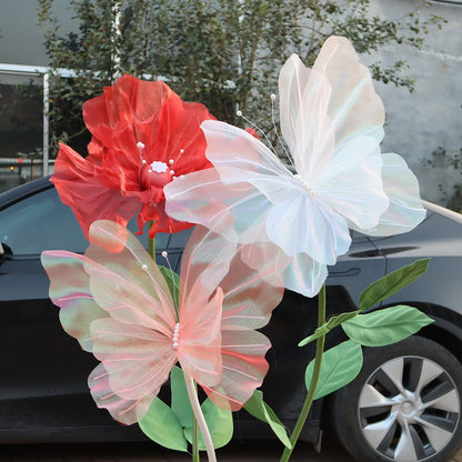 3D Artificial Butterfly Decorations 2pcs – Realistic Featherless Fake Butterflies for Wedding, Home, Garden & Party Decor | No Electricity