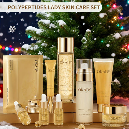 Skin Care Set for Women 24K Gold Polypeptide Complete Day & Night Routine Peptide Face Care Kit All Skin Types Luxury Gift Set