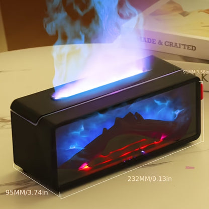 Electric Fireplace Humidifier 3D Flame Effect Aroma Diffuser 2-in-1 Cool Mist Humidifier for Entryways, Bedrooms and Living Spaces