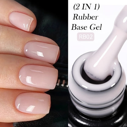 Rubber Base Gel Polish Set 6pcs Nude Pink 2-in-1 Builder Base Coat – Self-Leveling Soak Off UV LED Semi-Permanent Long-Lasting Gel Manicure