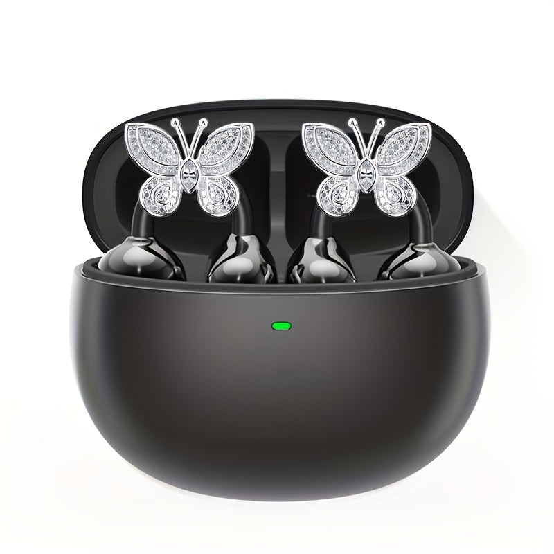 Clip On Wireless Earbuds Open Ear Bluetooth Headphones with Detachable Gemstone Earrings ANC for an Everyday Personal Care Routine