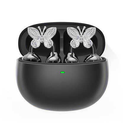 Clip On Wireless Earbuds Open Ear Bluetooth Headphones with Detachable Gemstone Earrings ANC for an Everyday Personal Care Routine