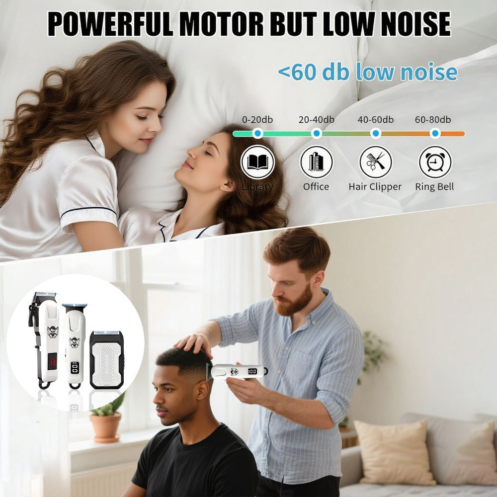 Electric Grooming Kit Hair Clipper & Razor Set USB Rechargeable with Digital Screen - 2 & 3 Piece Sets for Home Use & Salons