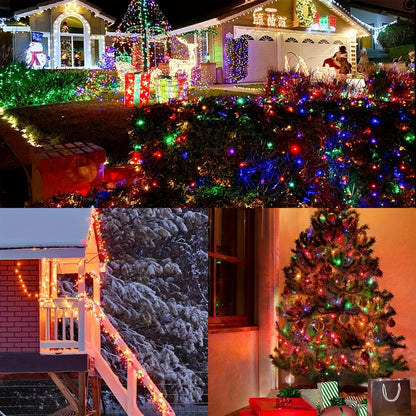 500 LED Christmas String Lights 170 Feet, 8 Lighting Modes with Memory Plug, Transparent Wire Outdoor Lights for Christmas Tree