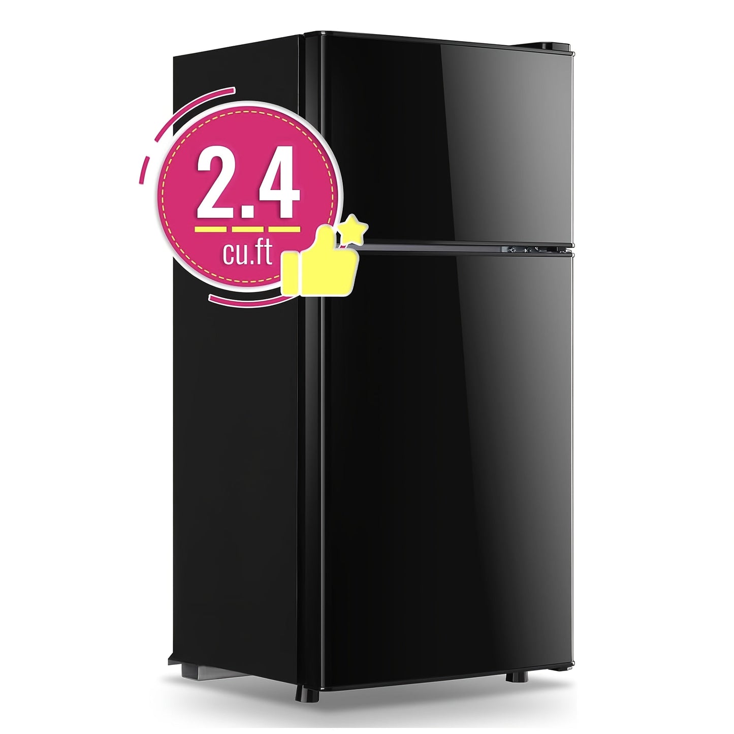 Compact Refrigerator, 3.2 Cu Ft Single Door Mini Fridge with 4-Layer Storage, Removable Shelves, Crisper Drawer & Adjustable Temperature