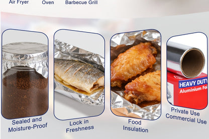 Aluminum Foil Roll 12 Inch Wide 30 Sq Ft for Restaurant Food Packaging Grilling Cooking for Grilling, Camping and Outdoor Meals