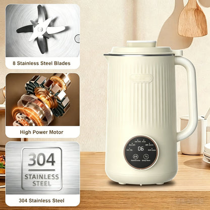 8-in-1 Nut Milk Maker 35oz 8-Blade - Almond Oat Soy Coconut Plant-Based Milk Machine for Entryways, Bedrooms and Living Spaces