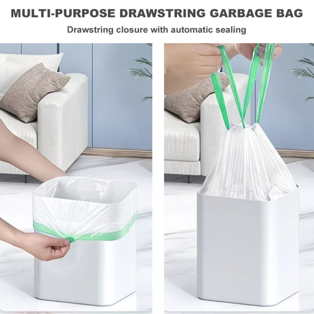 13 Gallon Trash Bags Tear-Resistant Drawstring Garbage Bags with Fresh Lemon Scent Thickened for Home Cooking, Dining and Outdoor Meals