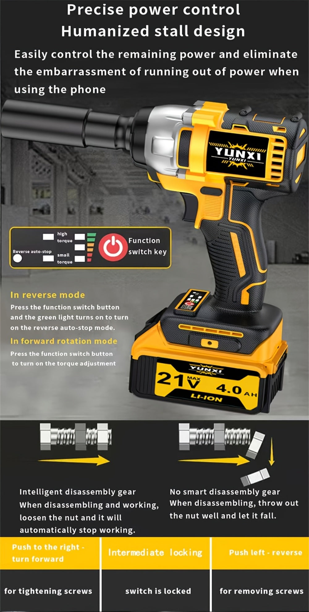 21V Cordless Drill Brushless Impact Wrench Multifunctional, Lithium Battery, Quick Charger, Variable Speed