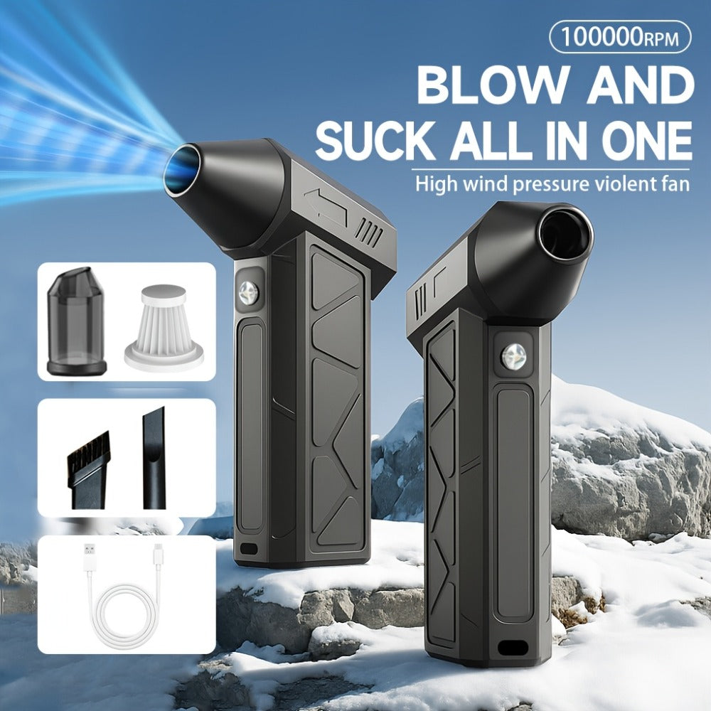 Handheld Electric Air Blower & Dust Collector with Digital Display - Wireless High-Speed Turbine Fan