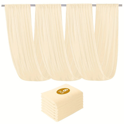 6-Pack Chiffon Ceiling Drapes for Wedding 63x118in – Sheer Polyester Backdrop Curtains with Rod Pockets for Wedding Arch, Party Stage