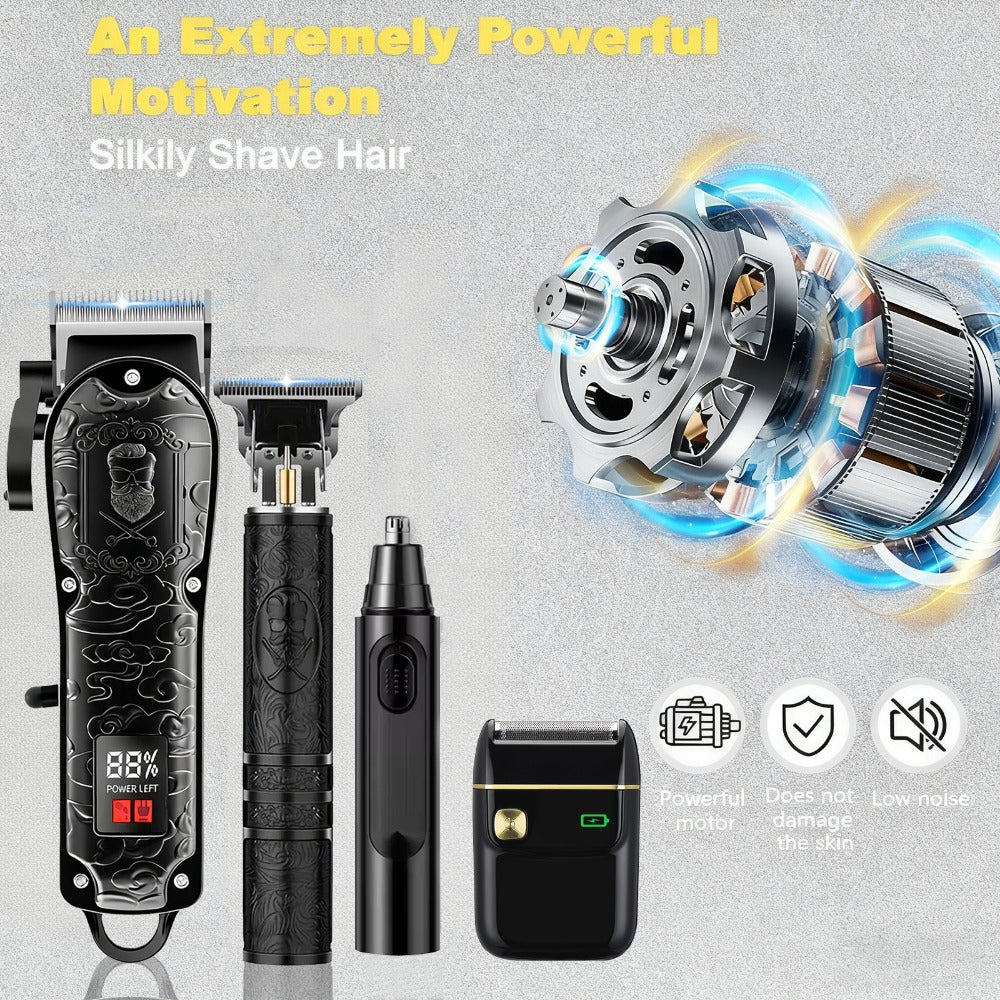 Electric Grooming Kit Foil Shaver Beard Trimmer & Nose Ear Hair Trimmer Set with LCD Power for Everyday Face, Beard and Body Grooming