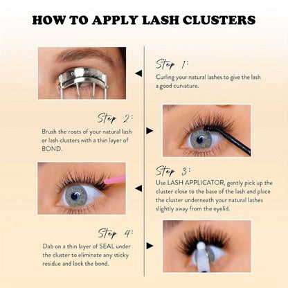 D-Curl Lash Extensions Tray with 272 Pre-Grouped 100D Thick Clusters in Mixed 8-16mm Lengths
