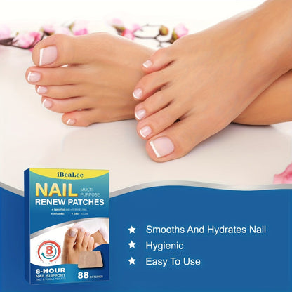 Nail Patches 88Pcs, Nail Strengthening Stickers for Fragile, Thin, Cracked Toenails & Fingernails