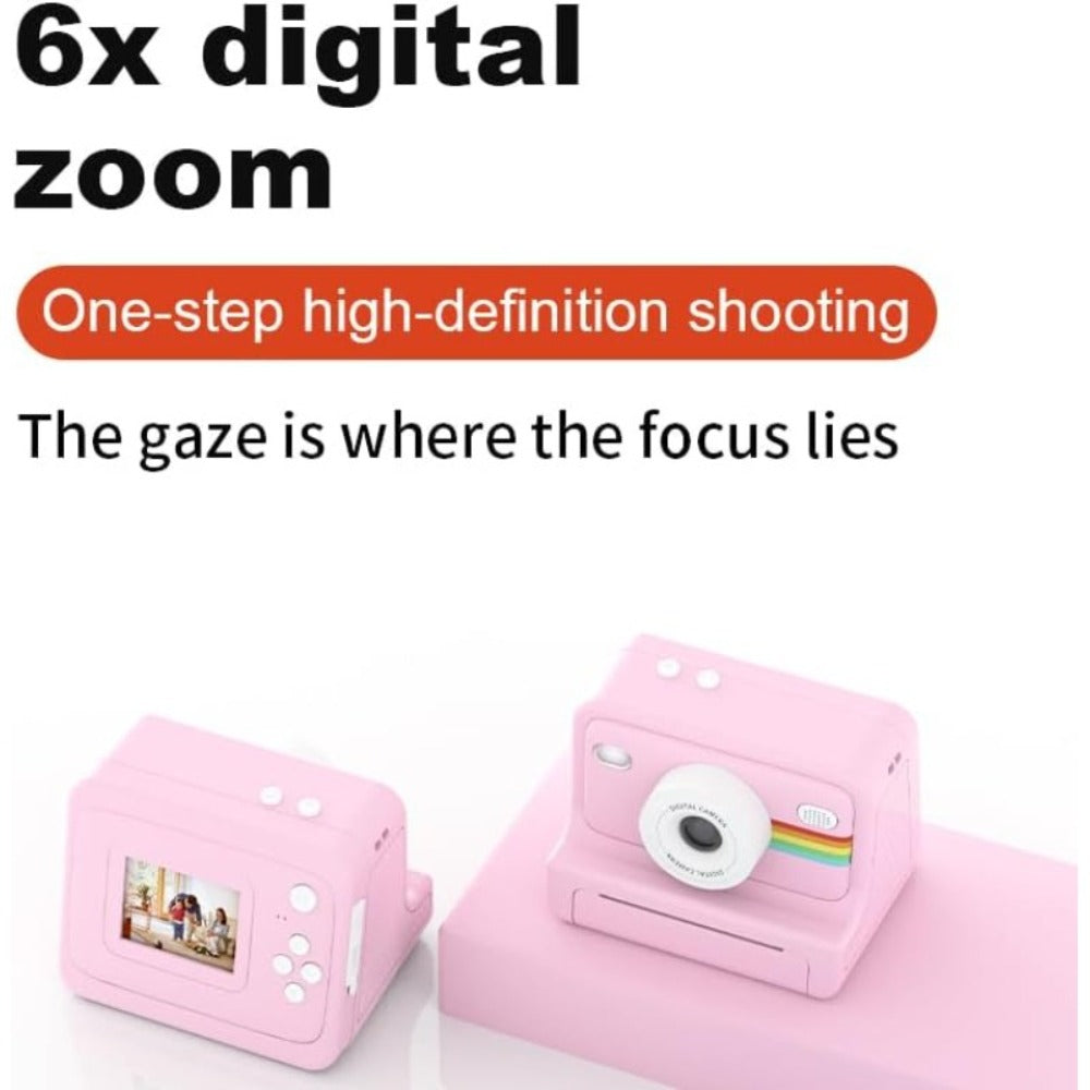 Instant Print Digital Camera with 1-Second Photo Printing, 1080P HD Screen, Selfie & Video Camera