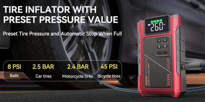 8000A Jump Starter with Air Compressor – 12V Portable Jump Box for Gas & Diesel Cars, USB Ports & LED Flashlight | Up to 8.0L Gas & 6.5L