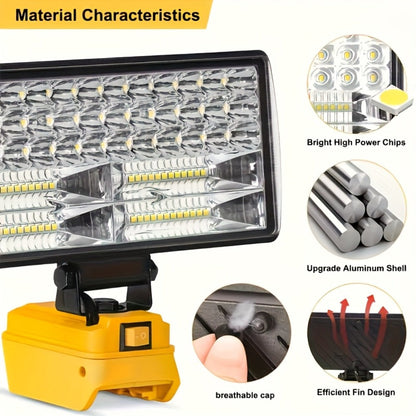 Cordless LED Work Light for DeWalt 20V Battery, 30W/90W 1800/5400 Lumen LED Floodlight, Battery Powered Work Light for Automotive
