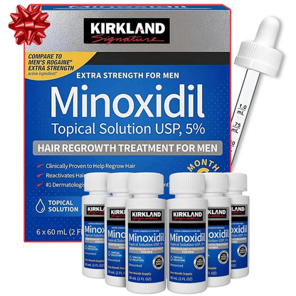 Minoxidil 5% Extra Strength Topical Solution for Men Hair Regrowth - Kirkland Signature 6-Month Supply