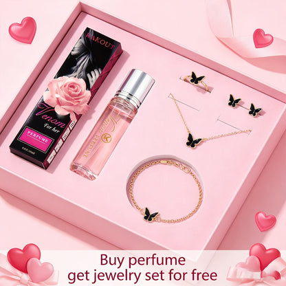 Pheromone Perfume & Jewelry Gift Set for Women 6-8 Hours - 2 Piece Fragrance Accessory Bundle for Bath Time, Home Spa and Personal Care