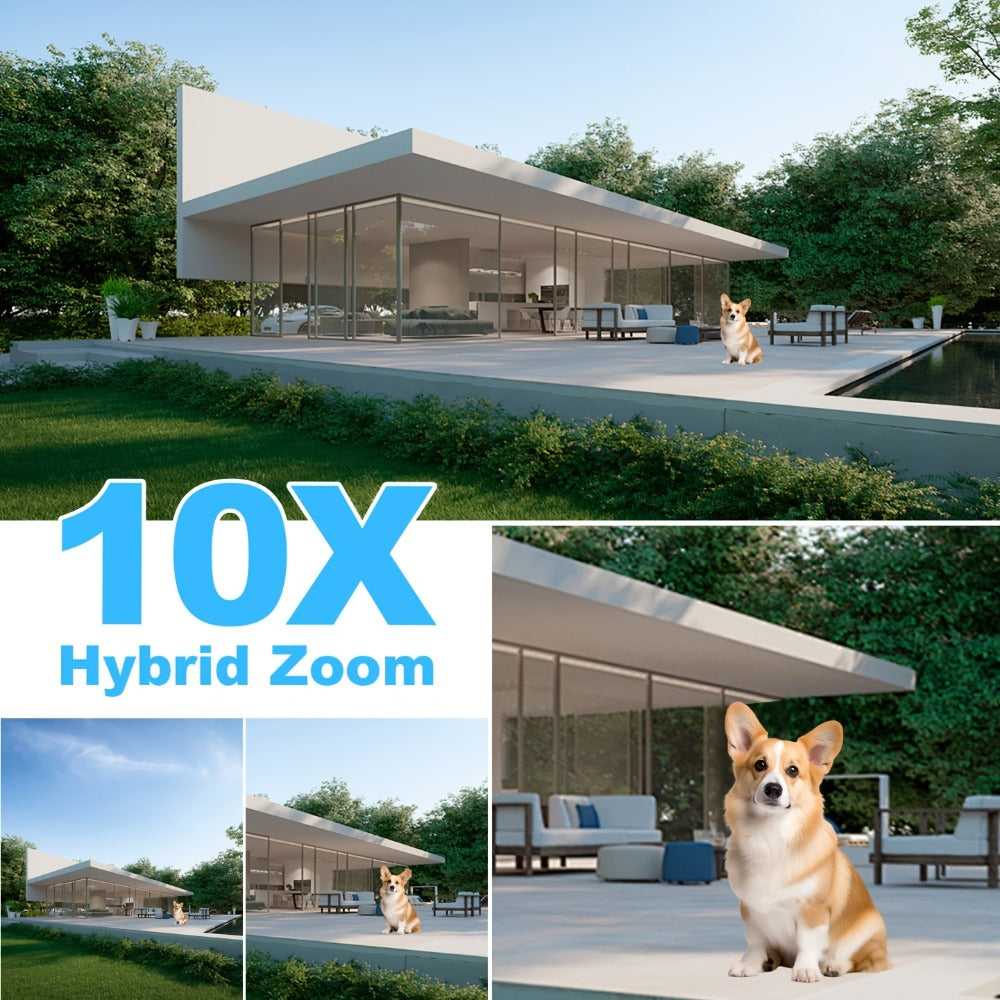 Dual-Lens PTZ Outdoor Security Camera with 2.4GHz WiFi, Wired Power and Single- or Two-Camera Options