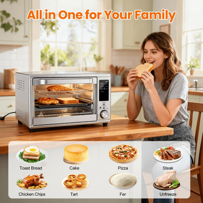 Air Fryer Toaster Oven Combo 29.6QT XL with Smart Probe, 12-in-1 Digital Countertop Oven, Stainless Steel