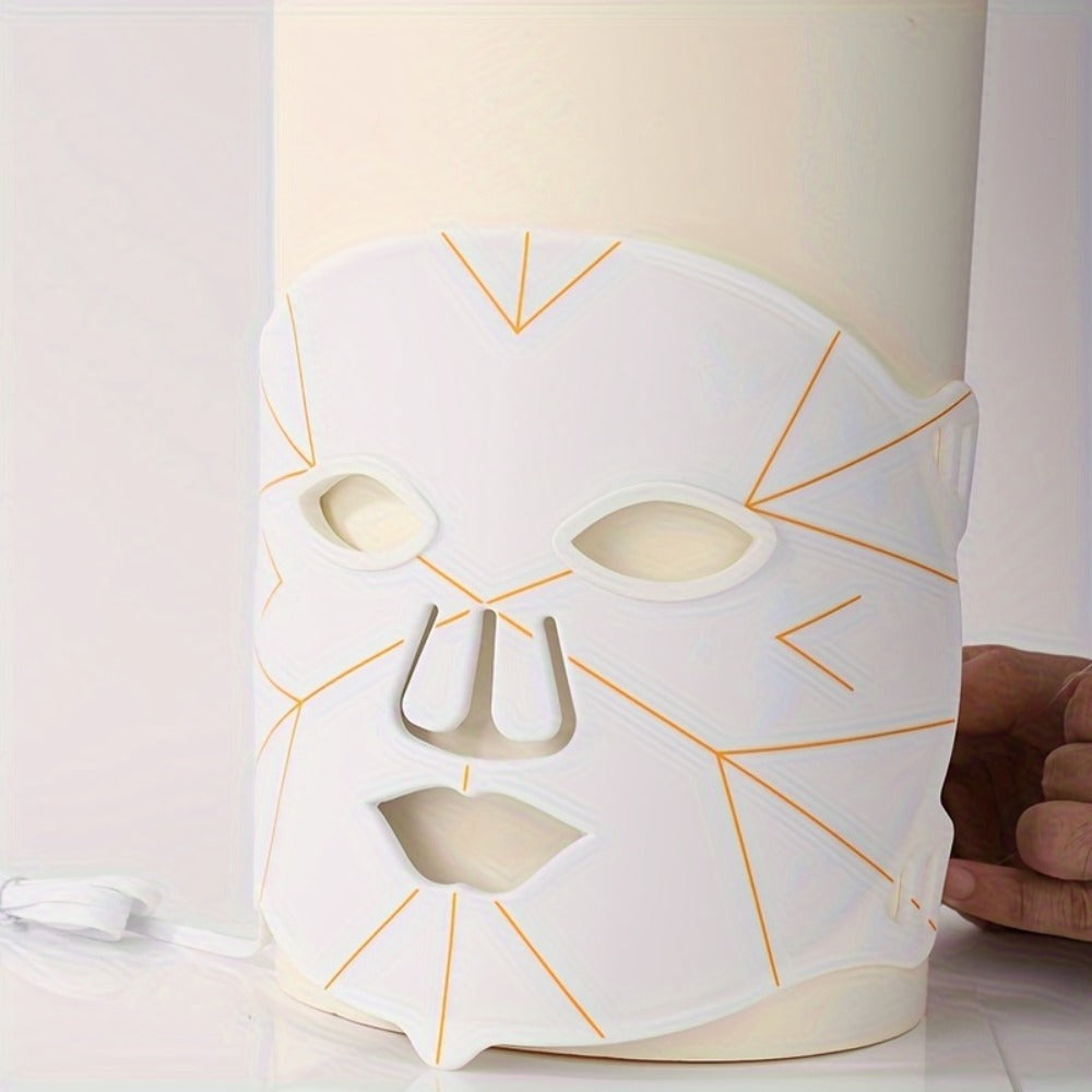 LED Face Mask 7 Color Light Therapy Photon Skin Rejuvenation Mask Portable Silicone Beauty for Entryways, Bedrooms and Living Spaces