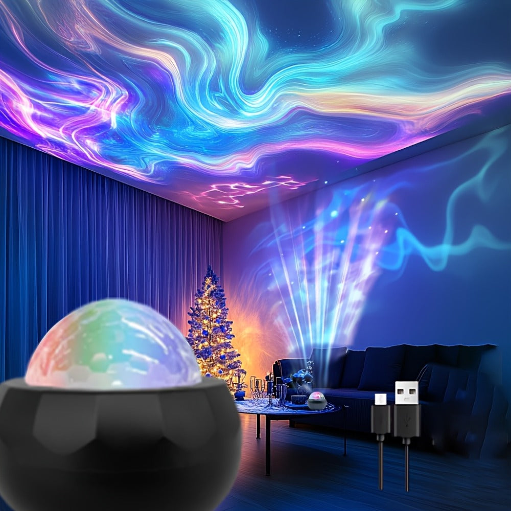 Aurora Magic Ball Light USB Plug-In with Remote, Color Rotating Aurora Borealis Effect Night Light for Bedroom