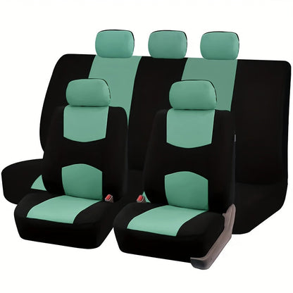 Car Seat Covers 5-Seat Breathable Knit Polyester Set with Front and Rear Pieces in Sixteen Colors
