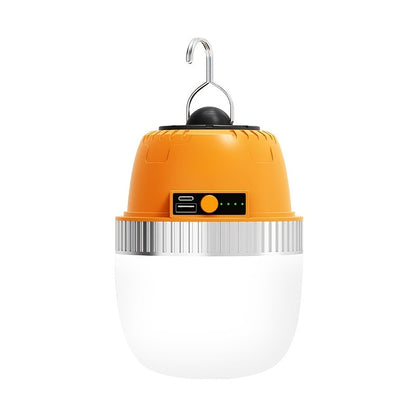 Orange Hanging Camping Lantern with Three Brightness Settings, Type-C Charging Port and Integrated Hook