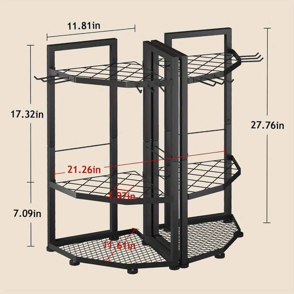 Wall Mount Tool Organizer Rack - Metal Garden Tool Storage with Hooks for Shovels, Rakes & Long-Handled Tools