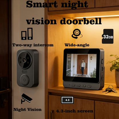 170° Wide Angle Video Doorbell Camera 1080P with 4.3" HD Monitor - No WiFi No App No Subscription