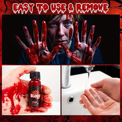 Fake Blood Makeup Kit 3pcs SFX Paste with Brush – Realistic Fresh Dark & Old Blood Special Effects Makeup for Halloween Zombie Vampire
