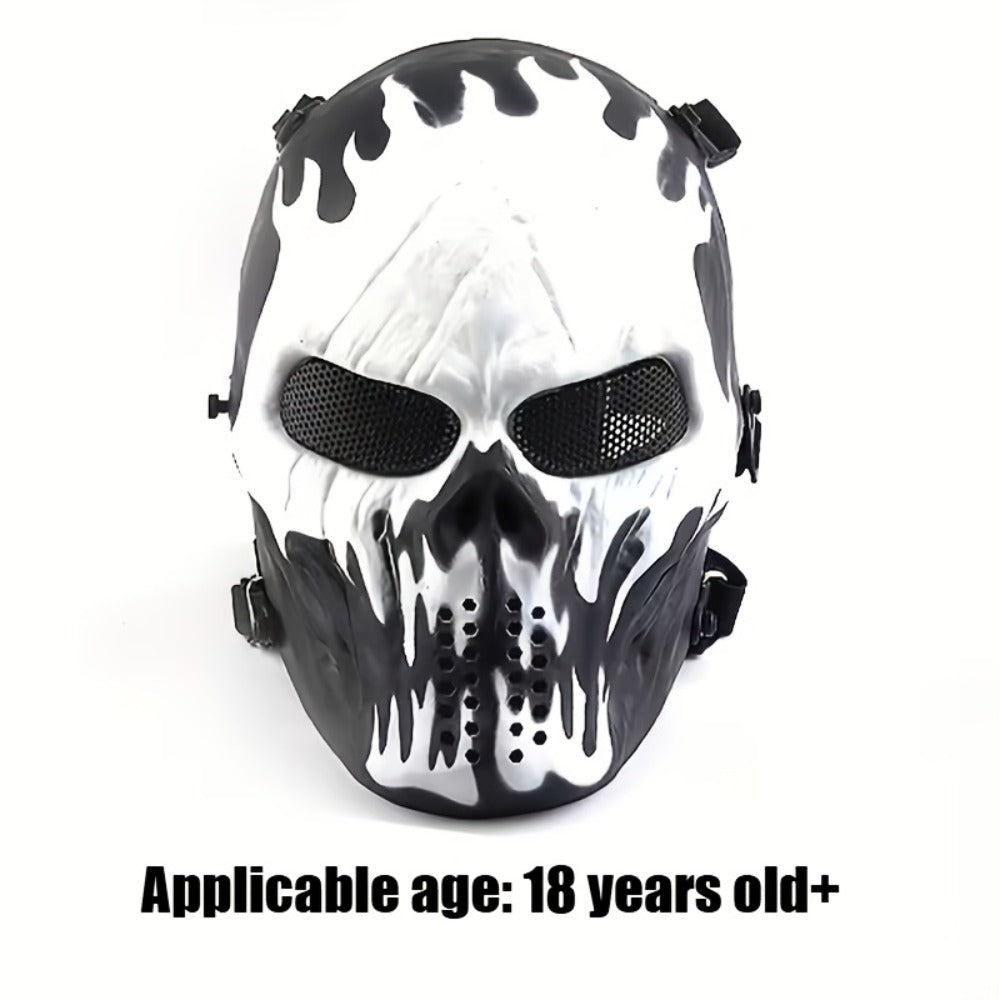 Skeleton Mask Halloween Costume Polyester Black White Camouflage Design for Adults Ages 18+