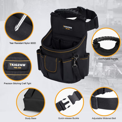 Tool Belt Bag – 18-Pocket Large Tool Organizer Pouch with Wide Mouth Opening, Polyester for Construction