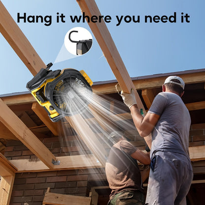 Cordless Jobsite Fan Compatible with DeWalt 20V Max Battery, LED Light Auto Oscillating 180° Tilt Adjustable Speed