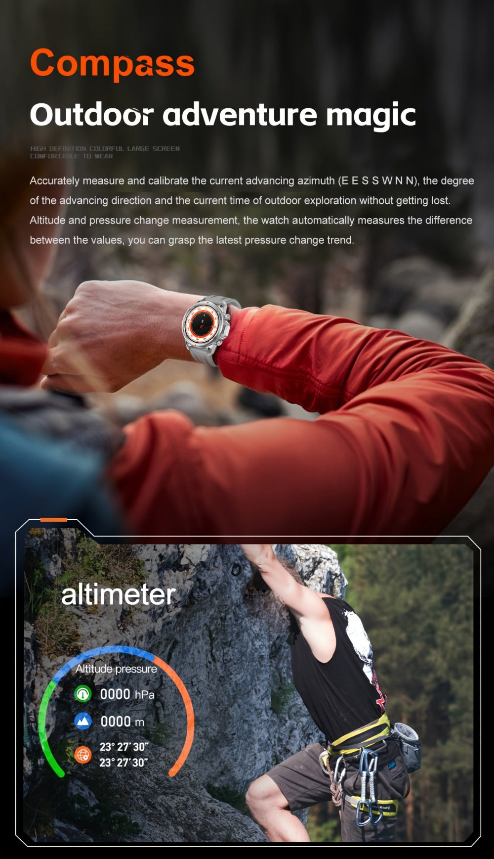 Smartwatch GPS NFC for Men – AI Voice Calling, 360×360 HD Screen, Built-in Compass, Motion Trajectory, Heart Rate Sleep Fitness