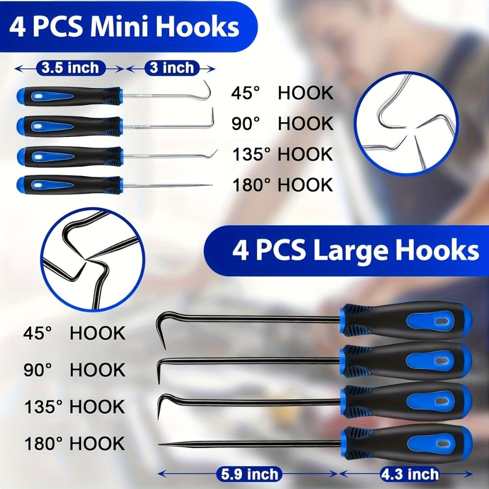 Auto Trim Removal Tool Kit 17pcs with Pry Tools Picks Metal Scraper Magnetic Telescopic Pickup Non-Slip Clips for Car Door Panel Dash