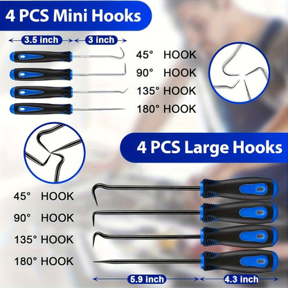 Auto Trim Removal Tool Kit 17pcs with Pry Tools Picks Metal Scraper Magnetic Telescopic Pickup Non-Slip Clips for Car Door Panel Dash