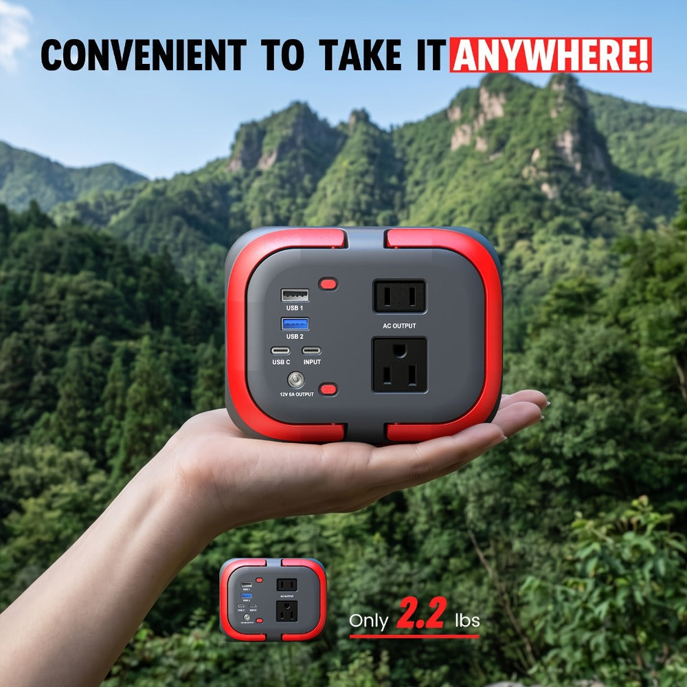 97.68Wh Portable Power Station 120W AC Outlet Power Bank with USB-A USB-C DC Outputs Battery Backup for Camping RV Emergency Home Use Travel