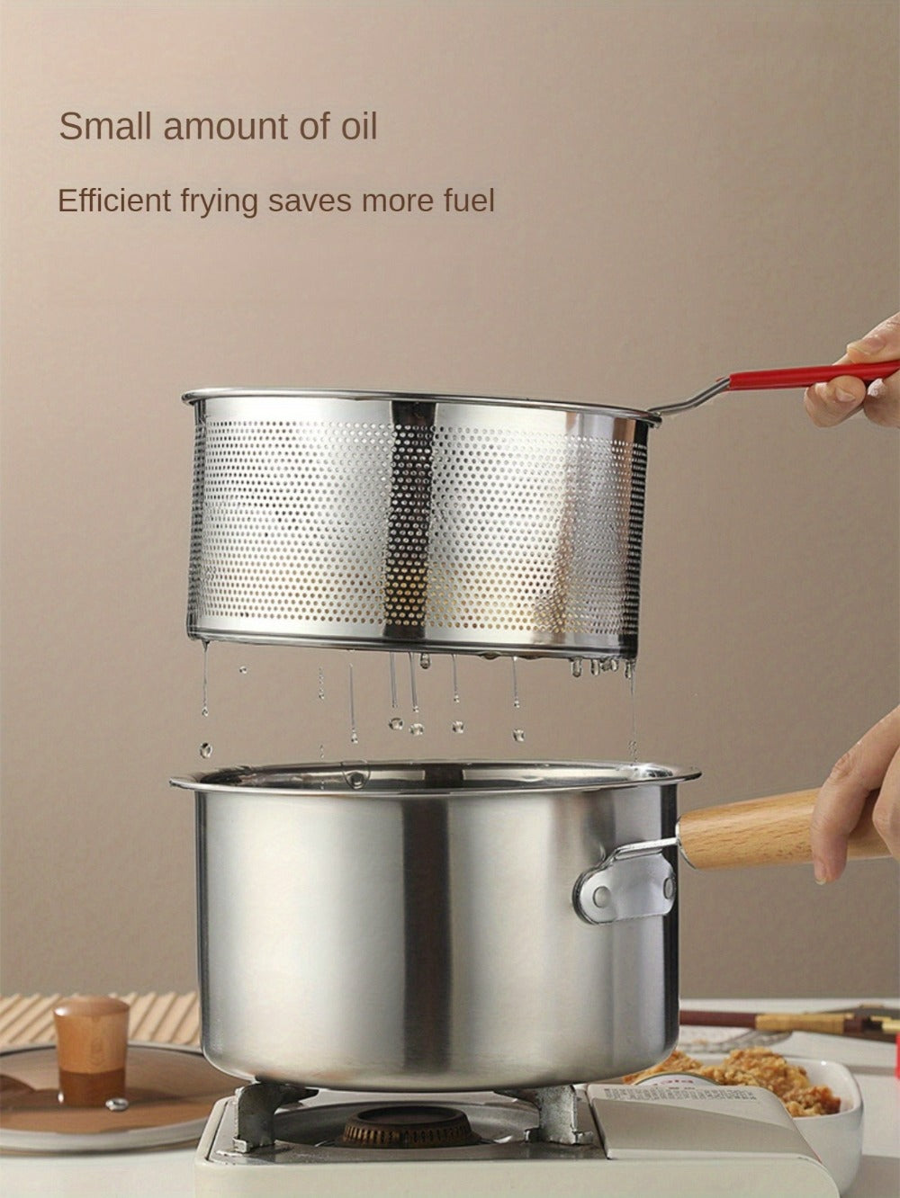 Stainless Steel Deep Fryer Pot Set with Frying Basket & Glass Lid, Non-Stick Multi-Function Cookware for Deep Frying, Noodles