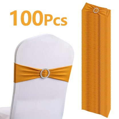 Chair Sashes for Wedding 100pcs Stretch Spandex Elastic Chair Sash Bands with Buckle for Dining Chairs Banquet Party Event Decor